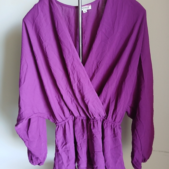 Andree Faux Wrap Top Purple Peplum Size 1X - Picture 10 of 10